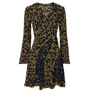 Derek Lam 10 Crosby Catia Mix Print Mini A-Line Dress Womens 10 Cocktail Wedding